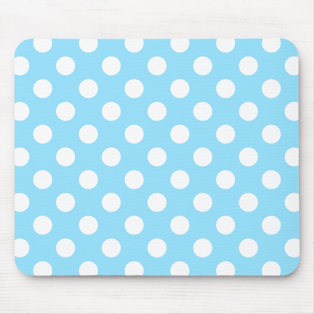 White polka dots på blek blue musmatta (Framsidan)