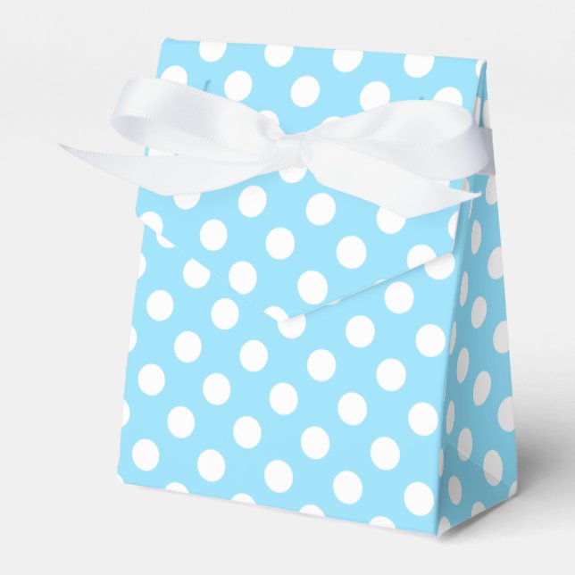 White polka dots på blek blue presentaskar (Framsidan Sidan)