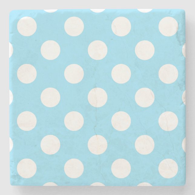 White polka dots på blek blue underlägg sten (Framsidan)