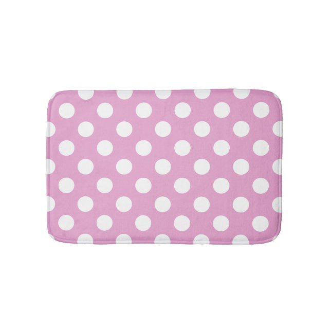 White polka dots på blekens rosa badrumsmatta (Framsidan)