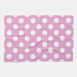 White polka dots på blekens rosa kökshandduk