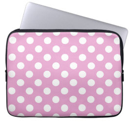 White polka dots på blekens rosa laptop fodral