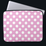 White polka dots på blekens rosa laptop fodral<br><div class="desc">White polka dots på blekens rosa</div>