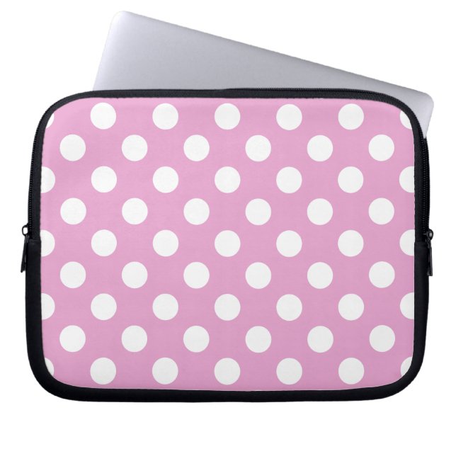 White polka dots på blekens rosa laptop fodral (Framsidan)