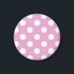 White polka dots på blekens rosa magnet<br><div class="desc">White polka dots på blekens rosa</div>