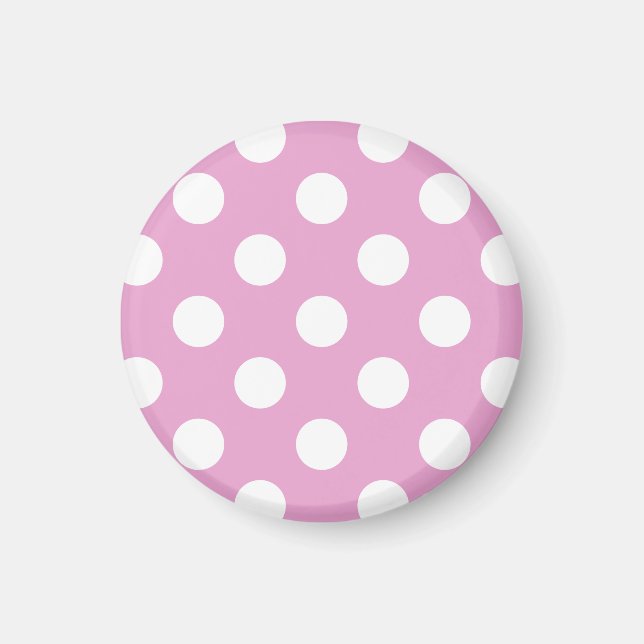 White polka dots på blekens rosa magnet (Framsidan)