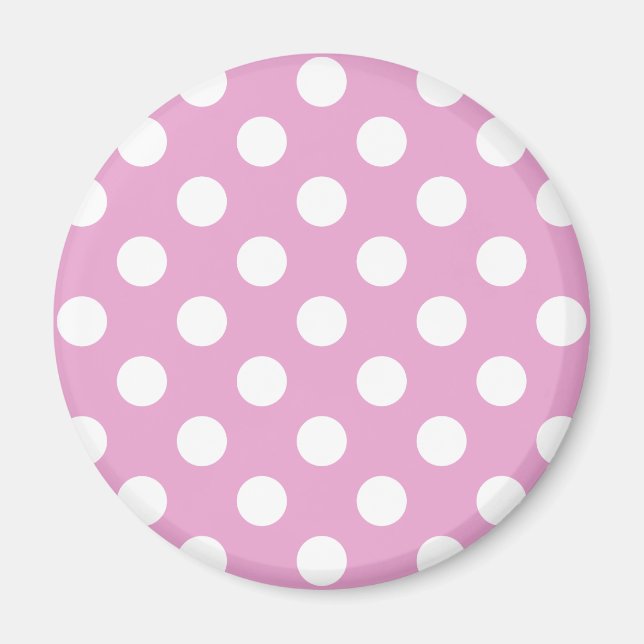 White polka dots på blekens rosa magnet (Framsidan)