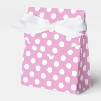 White polka dots på blekens rosa presentaskar