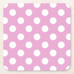 White polka dots på blekens rosa underlägg papper kvadrat<br><div class="desc">White polka dots på blekens rosa</div>