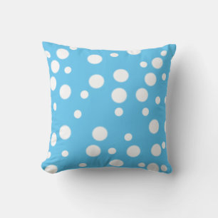 White Polka dots på Blue Reversible Pillows Kudde