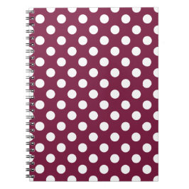 White polka dots på burgundy anteckningsbok