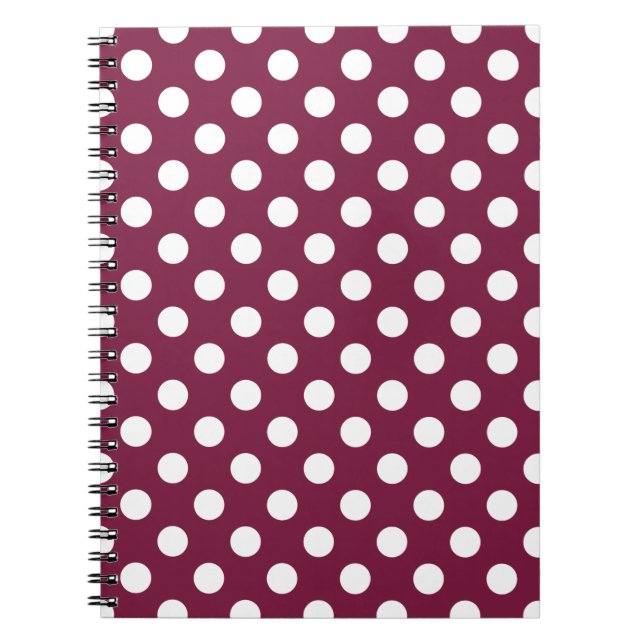 White polka dots på burgundy anteckningsbok (Framsidan)