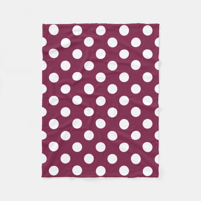 White polka dots på burgundy fleecefilt (Framsidan)