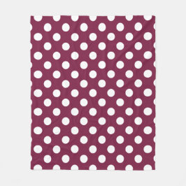 White polka dots på burgundy fleecefilt