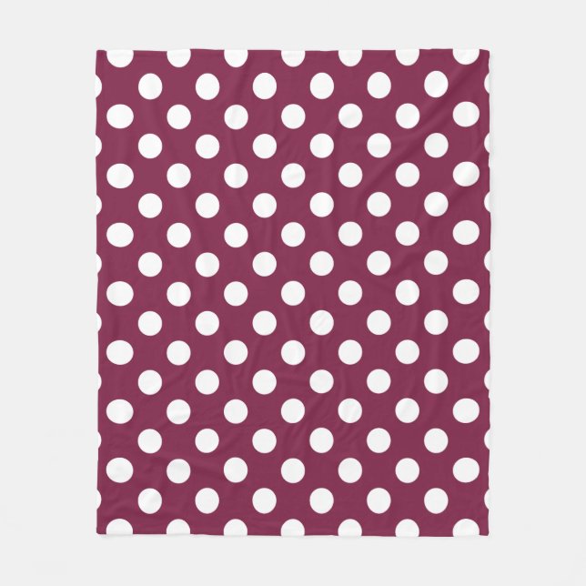 White polka dots på burgundy fleecefilt (Framsidan)