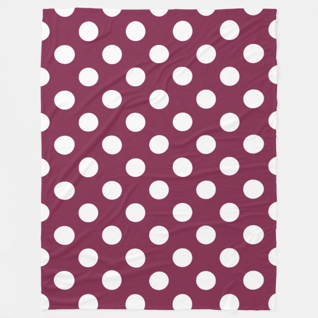 White polka dots på burgundy fleecefilt (Framsidan)