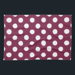 White polka dots på burgundy kökshandduk<br><div class="desc">White polka dots på burgundy</div>