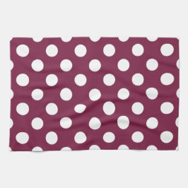 White polka dots på burgundy kökshandduk