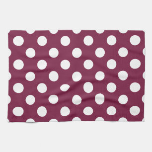 White polka dots på burgundy kökshandduk