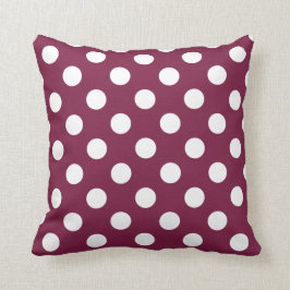 White polka dots på burgundy kudde