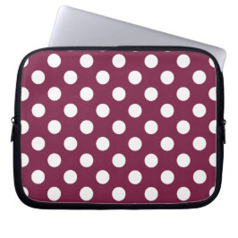 White polka dots på burgundy laptop sleeve