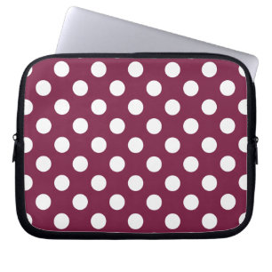 White polka dots på burgundy laptop sleeve