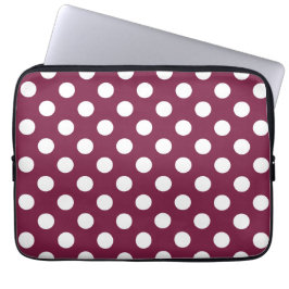 White polka dots på burgundy laptop sleeve