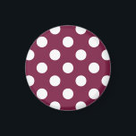 White polka dots på burgundy magnet<br><div class="desc">White polka dots på burgundy</div>