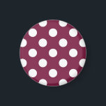 White polka dots på burgundy magnet<br><div class="desc">White polka dots på burgundy</div>