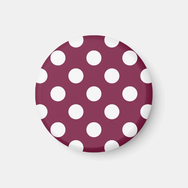 White polka dots på burgundy magnet (Framsidan)