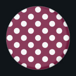 White polka dots på burgundy magnet<br><div class="desc">White polka dots på burgundy</div>