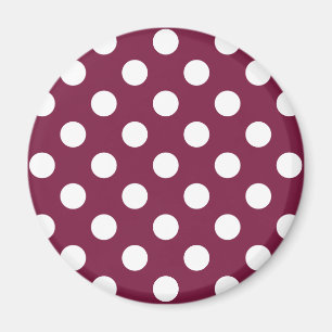 White polka dots på burgundy magnet