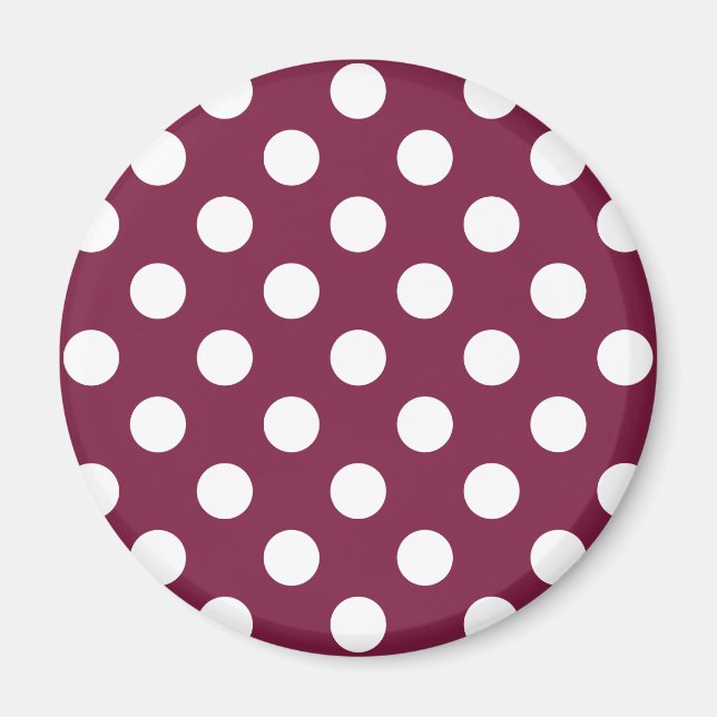 White polka dots på burgundy magnet (Framsidan)