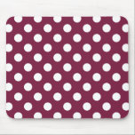 White polka dots på burgundy musmatta<br><div class="desc">White polka dots på burgundy</div>