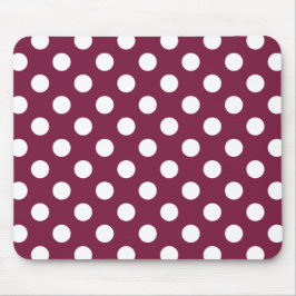 White polka dots på burgundy musmatta