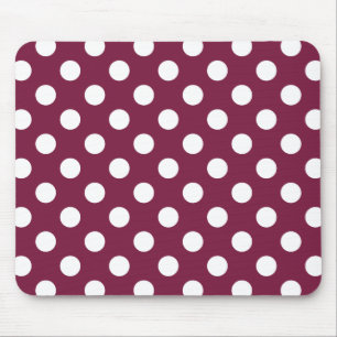 White polka dots på burgundy musmatta