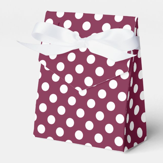 White polka dots på burgundy presentaskar (Framsidan Sidan)