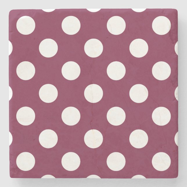 White polka dots på burgundy stenunderlägg (Framsidan)