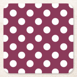 White polka dots på burgundy underlägg papper kvadrat