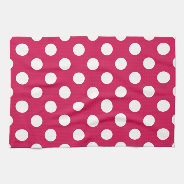 White polka dots på ceris kökshandduk (Horisontell)