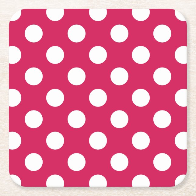 White polka dots på ceris underlägg papper kvadrat (Framsidan)