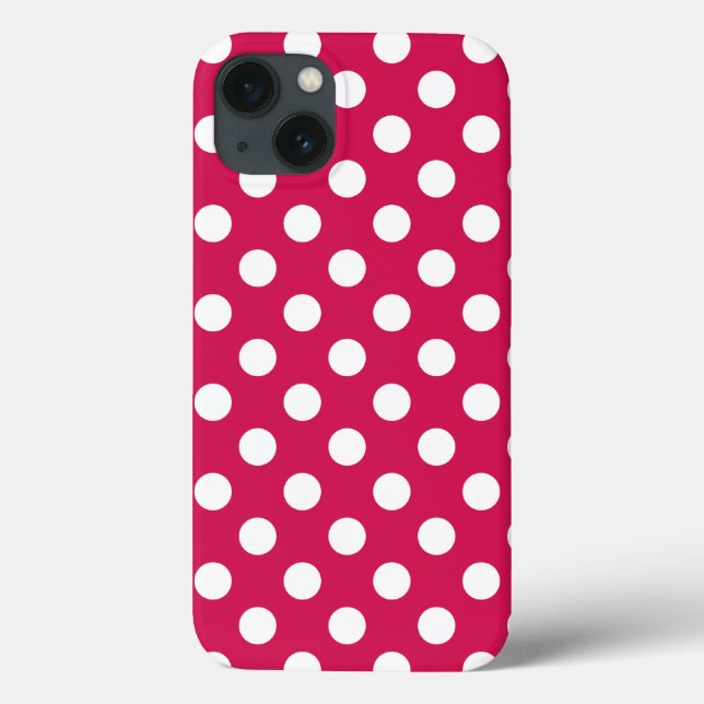 White polka dots på cerise Fodral-Mate iphone case (Baksida)