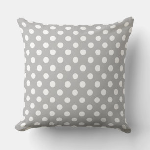 White Polka dots på Chrome Grått Background Kudde