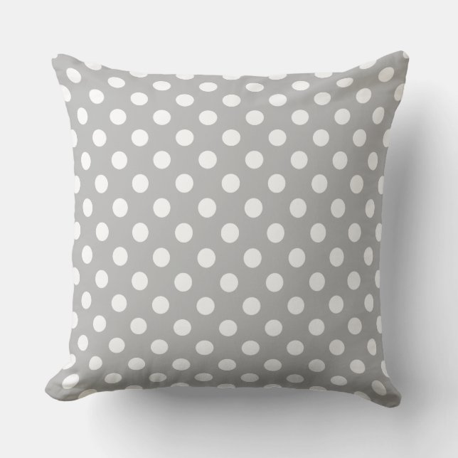 White Polka dots på Chrome Grått Background Kudde (Framsida)