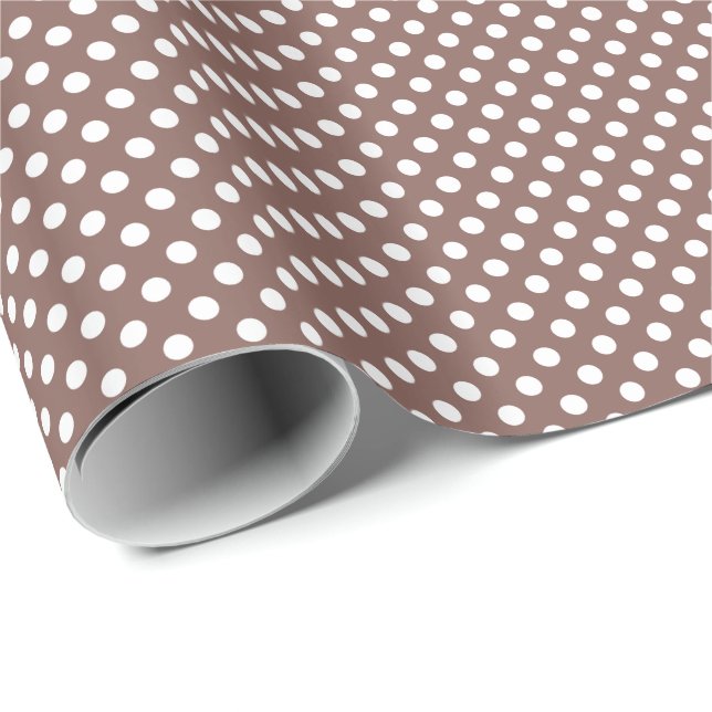 White Polka dots på Cognac Brown Presentpapper (Rullad Hörn)