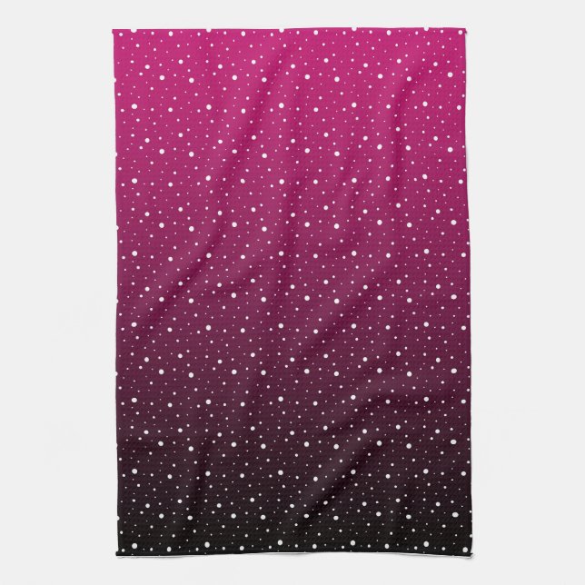 White polka dots på crimson and black gradient. kökshandduk (Vertikal)