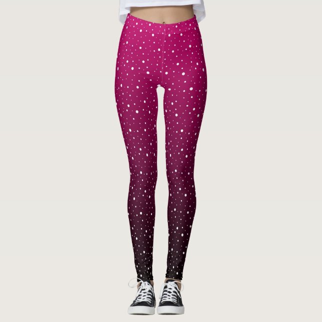 White polka dots på crimson and black gradient. leggings (Framsida)