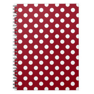 White Polka dots på Crimson Red Anteckningsbok Med Spiral