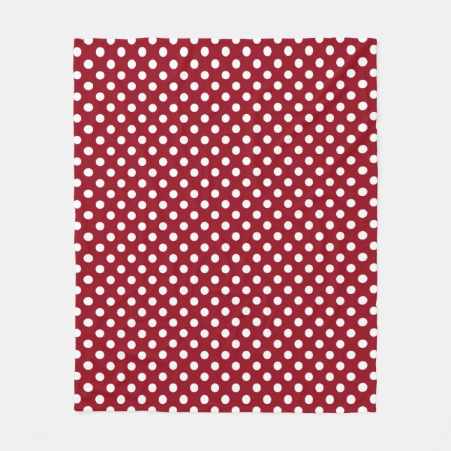 White Polka dots på Crimson Red Fleecefilt (Framsidan)