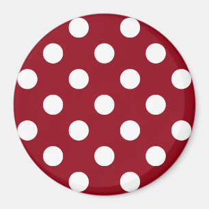 White Polka dots på Crimson Red Magnet